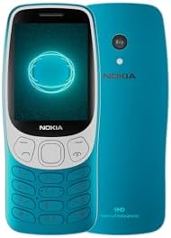 Nokia 3210 feature phone with 4G, 2.4" display, Retro design, 2MP camera, Dual SIM, Cloud Apps, 1450mAh battery, USB Type-C charging, Micro SD slot up to 32GB, Bluetooth 5.0 - Scuba Blue