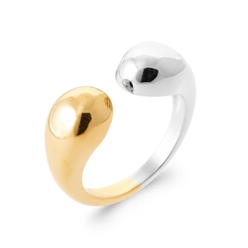 Bague en plaqué or bicolore anneau ouvert jonc chic 8mm