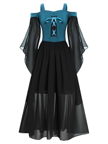 Vestido Medieval Renacentista Niñas 12 Años Azul Oscuro miniatura 1
