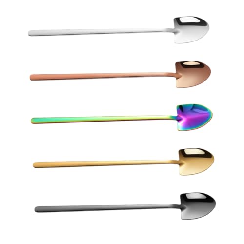 DECHOUS 5pcs Novelty Metal Spoon Creative Coffee Spoon Mini Scoops Mini Ice Scoop Cappuccino Spoon Cocktail Stirring Coffee Spoons Stirring Spoon Stainless Steel Dessert Spoon
