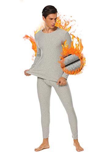 Preisvergleich Produktbild Thermounterwäsche Set Herren Lang Baumwolle Skiunterwäsche Funktionswäsche Schlafanzug Thermounterhemd und Hose mit dünne Innenseite für Winter
