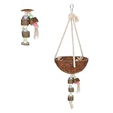 Balançoire en Coquille de Noix de Coco pour Oiseaux, Cage à Nid avec Perles Colorées, Accessoire pour Perruche, Canari et Perroquet