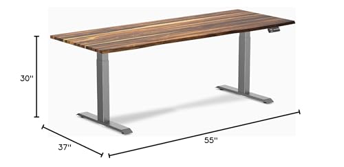 Image of Desky Dual Hardwood Sit Stand Desk - 80x30 Electric Standing Desk - Dual Motor, 3 Stage Adjustable Height Desk - Solid Wood Standing Desk - Whole-Piece Top in Pheasantwood Wood