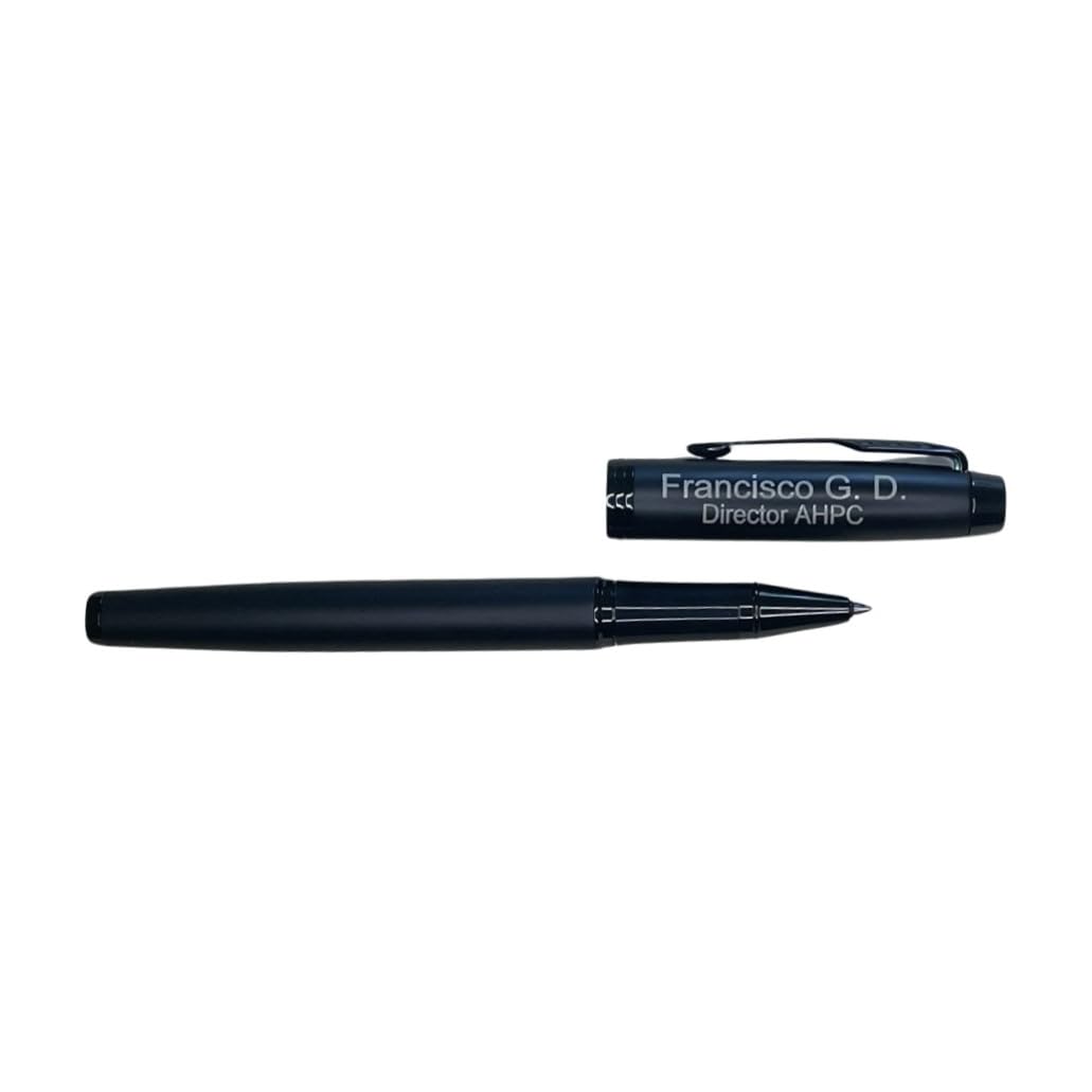 regalo grabado - Bolígrafo Roller Parker IM Personalizado | Grabado con 2 Líneas de Texto | Negro Mate, Adornos Cromados, Clip Icónico de Flecha | Metal