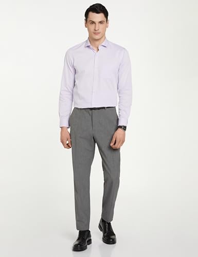 Image of Peter England Men's Classic Textured Slim Fit Full Sleeve Shirt | Wonder Fabric | Cotton Rich | Premium Dobby