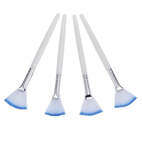 PATKAW 4 Piezas Cepillo De Cepillos Para El Cuidado De La Piel Abanico Esponjoso Para Tratamientos Faciales Tapa Aplicador De Bricolaje Ventilador Suave Blue Fibra Artificial