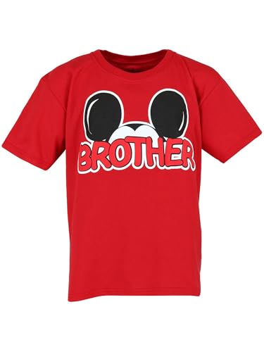 Disney Family Collection Boys Red Mickey Mouse Brother Shirt, Small3