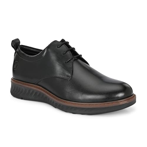 Image of Legwork Hybrid Derby Shoes for Men | Mens Brown Leather Dress Shoes | Casual Oxford with Comfort Sneaker Sole for Office & Work