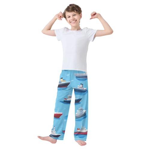 ZZXXB Marine Ships Boys Long Pants Soft Trousers Elastic Waist Kids Lounge Bottoms with Pockets S-XL3