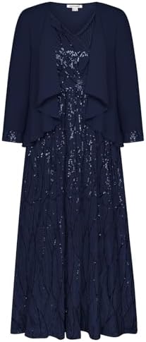 Mother of The Bride Dress with Jacket Wedding Guest Dresses 2024 Navy Blue 16