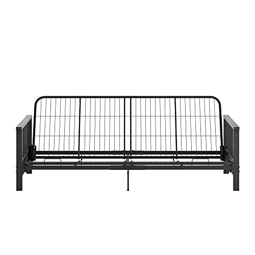 REALROOMS Bretta Contemporary Black Metal Arm Futon Frame