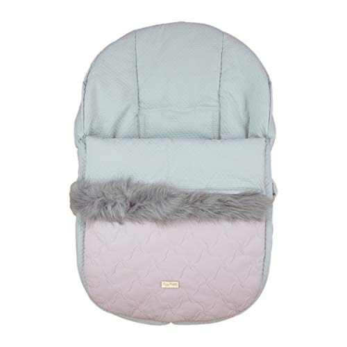 Funda + Saco Universal para Silla de coche GRUPO 0 Rosy Fuentes - Saco para Silla de Bebé Grupo 0 - Equipado para ser Ajustado perfectamente 0-rosa empolvado gris