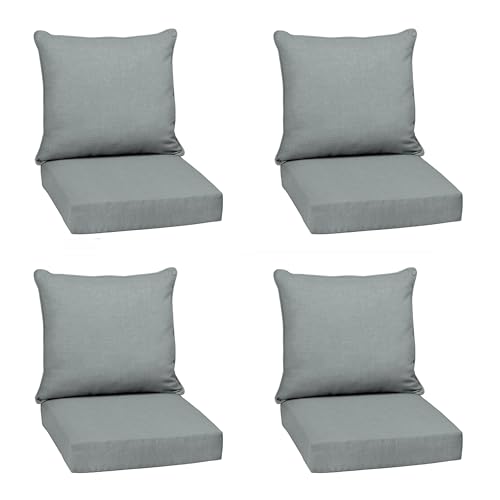 Image of Arden Deep Seat Outdoor Chair Cushion Set (4-Pack), 24 in x 24 in, Weather-Proof, Rain-Proof, Fade Resistant Patio Cushion Set for Chair, Sofa, and Couch Stone Grey Leala