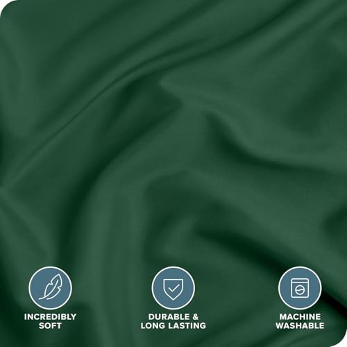 Image of Viewstar Premium Cotton Duvet Cover, Single Size 60x90 Inches, 300 Thread Count, Ultra-Soft, Wrinkle-Free, Cotton-Quilt /Comforter Zipper Cover (Dark Green)