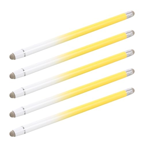 5 Lápices ópticos capacitivos amarillos SOIMISS de doble extremo con punta de fibra para tableta