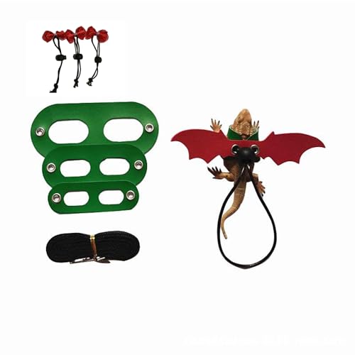 Image of Christmas Lizard Leash Bearded Dragon Harness Adjustable (S,M,L) for Lizard，Gecko, Iguanas Amphibians and Other Small Pet Animals (green+red+bowknot)