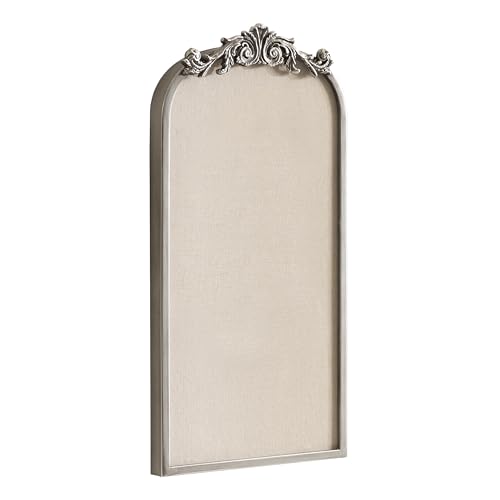 Image of Kate and Laurel Arendahl Arch Pinboard; 13 x 25; Silver; Framed Arched Ornate Vintage Cork Board for Use as Motivational Vision Board or Wall Organizer