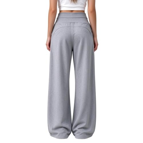 Womens Wide Leg Sweatpants Butt Lifting High Waist Sweat Pants with Pockets - image 2