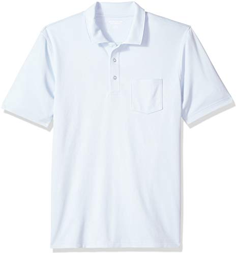 Amazon Essentials Men's Regular-Fit Pocket Jersey Polo, Light Blue, Medium