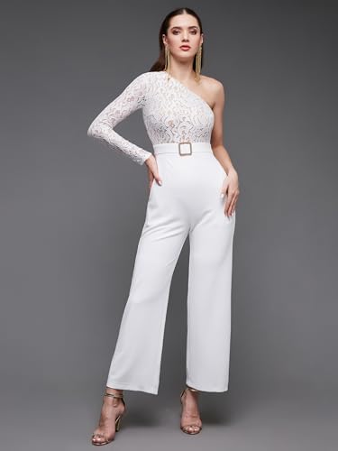 Image of Miss Chase Women's Halter Neck Sleeveless Solid Wide Leg Sequin Paneled Regular Length Jumpsuit