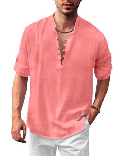 Image of FINIVO FASHION Men's Straight Fit Cotton Blend Kurta with Foldable Sleeves & Formal Collar - Solid Color, Pack of One