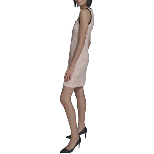 Image of Karl Lagerfeld Women's Sleeveless Split Neck Contrast Trim A-line Mini Dress with Bow Detail