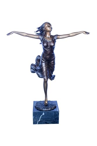 Estatua de niña corriendo de bronce tamaño real