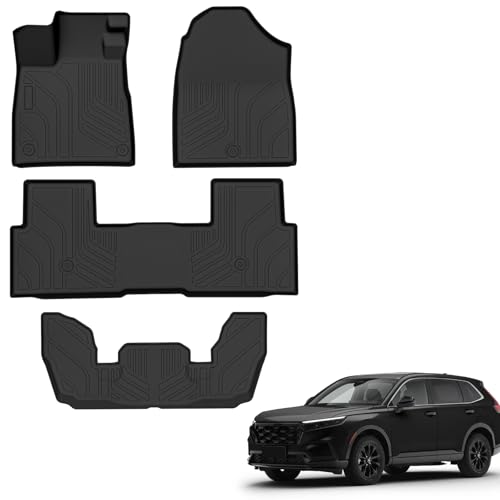 Floor Mats for 20232026 Honda Pilot CustomFit AllWeather TPE Full Set Row AntiSlip WearResistant & Odorless Floor Liners for 1st 2nd & 3rd Car Mats Black