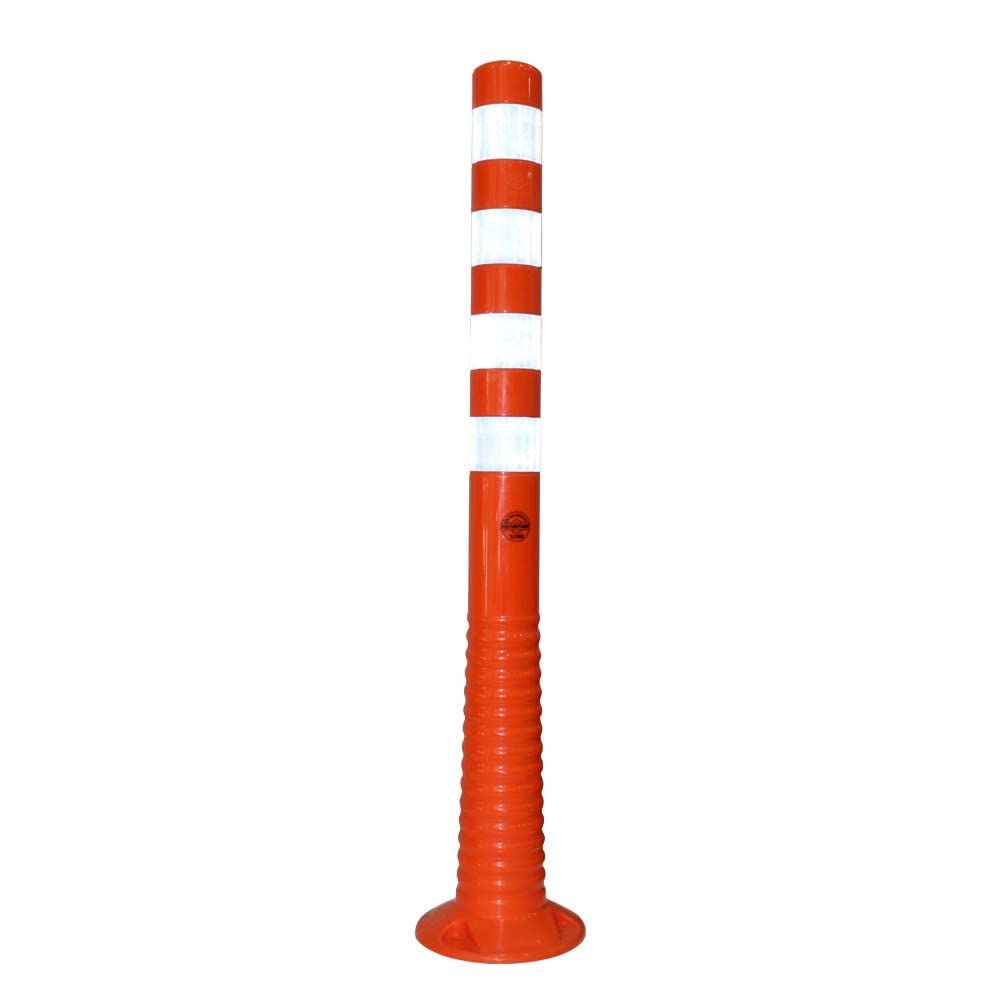 Berry Traffic Safety 100x 8CM Delineator Post | Reflective Flexible Guide Post Orange | Impact Resistant Channelizer Post | Unbreakable Spring Post