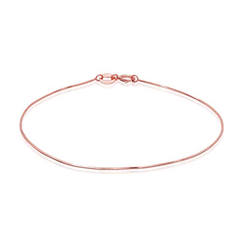 SEA OF ICE Sterling Silver 1mm Square Snake Chain Bracelet For Women, Size 7.25