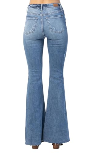 Judy Blue High Rise Heavy Distressed Flares4