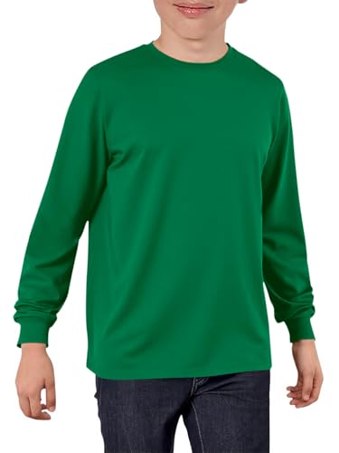 Haloumoning Boys Long Sleeve Shirts Kids Crewneck T Shirts Casual Tops Basic Tees 5-14 Years