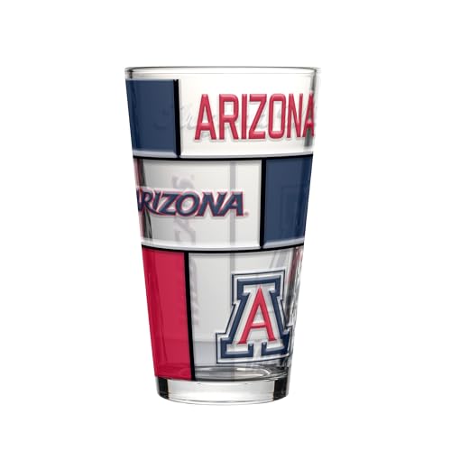Image of Logo Brands NCAA oz Stained Glass Pint Glass - 3D Embossed Logo & Bold Team Colors - Durable Sports Fan Beer Glass for Home, Bar & Tailgates
