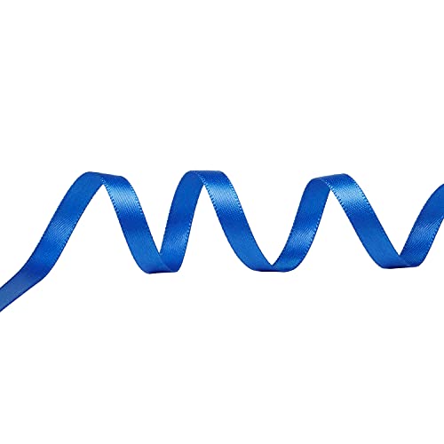 Noyi Traxd 50 Yards Blue 1/4 Inch Wide Double Faced Polyester Satin Ribbon For Craft,Wedding,Gift Wrapping,Bow Making & Other Projects #TOP1