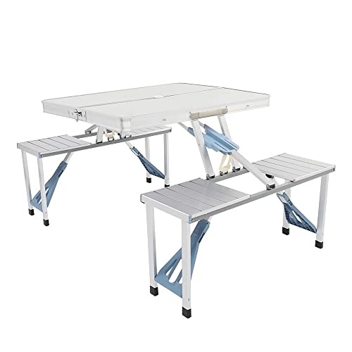 Folding Picnic Table, Aluminum Foldable Table, Camping Table with...