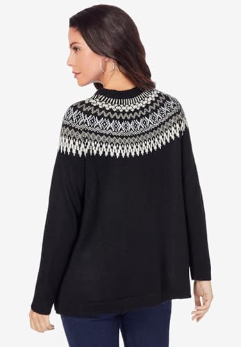 Roaman's Women's Plus Size Fair Isle Pullover Sweater2