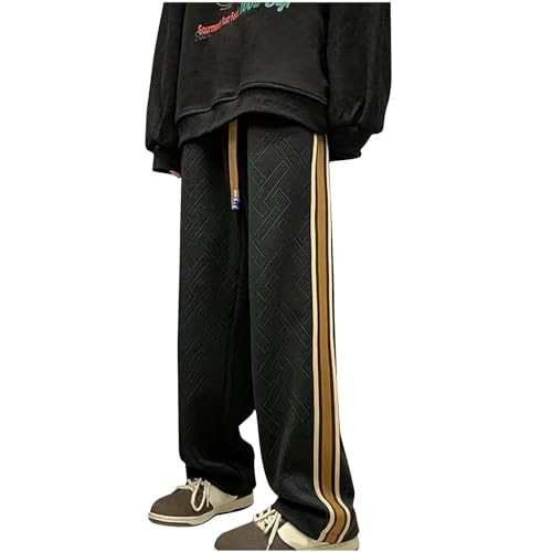 Mens Pants Casual Stylish Baggy Stretch Waist Striped Wide Leg Sweatpants Vintage Y2k Hip Pop Streetwear with Pockets