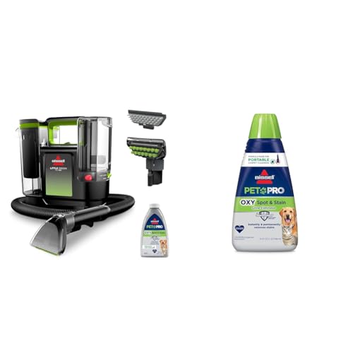 Image of BISSELL Little Green Max Pet SmartMix Portable Carpet and Upholstery Deep Cleaner + BISSELL PET PRO OXY Spot & Stain Formula for Portable Carpet Cleaners, 32 oz.