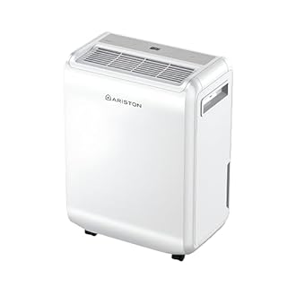 Ariston DEOS 12 EVO - Deumidificatore Casa Muffa Portatile 12L/24h con Ruote, Bagno e Ambienti Fino 31㎡, Piccolo Assorbi Umidità 32x41,4x20,5 - 3 Velocità d'Aria e Filtro Antipolvere, Consumo Max 210w