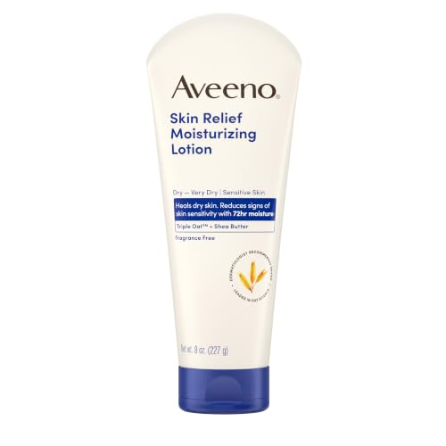 Aveeno Skin Relief Moisturizing Lotion Heals Very Dry Sensitive Skin Fast-Absorbing Body Lotion with Soothing Triple Oat & Shea Butter Formula Fragrance Free Non-Comedogenic 8 oz