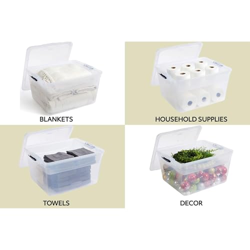 Image of Rubbermaid Cleverstore 74 Qt Clear Storage Bins with Lids and Nesting Tray, 4-Pack, Stackable, BPA-Free, Made in USA