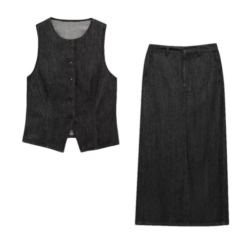 Ensemble jupe denim femme jupe jean et haut assorti mode été