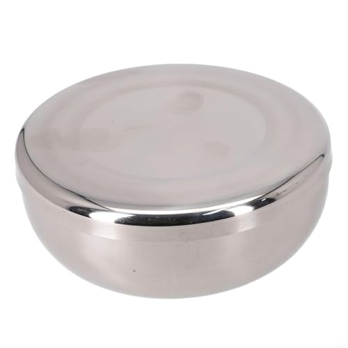 Gdfnmogo Cuenco de arroz al vapor de una sola capa de acero inoxidable con tapa, capacidad de 420 ml, vajilla de cocina para comedor en casa y uso al aire libre