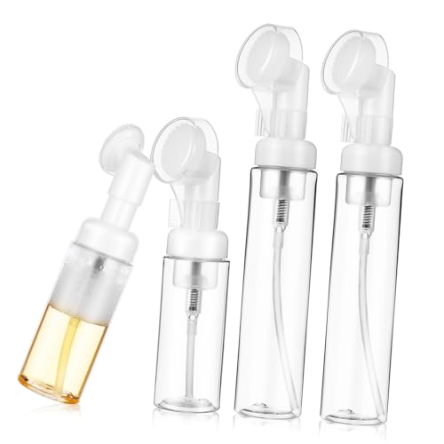 PENIKOKO 4 Stück Schaumpumpe Gesichtsreinigungsflasche 60 Ml 100 Ml Mit Weicher Bürste Für Reisen Nachfüllbarer Handseifen Und Make up Entfernerspender Aus Sicherem Kunststoff