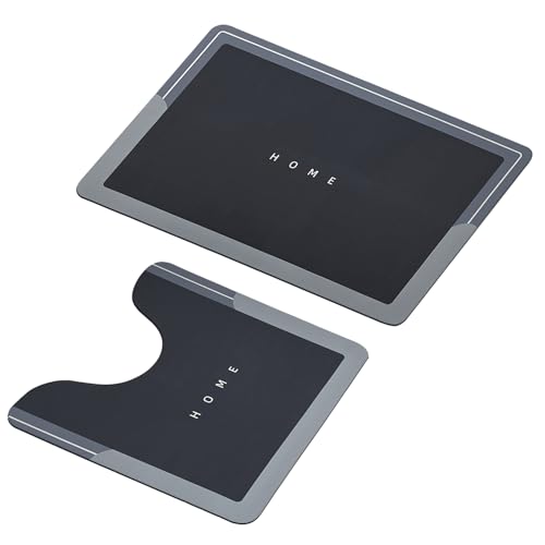 Taylor & Brown 2-Piece Non-Slip Bath & Toilet Mat | Bath Shower Floor Mat Set | Water Absorbent & Quick Drying to Keep Bathroom & Home Hygienic & Clean (Grey)