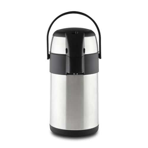 Pioneer Airpot Distributeur / Pot de l’eau chaude à double paroi en acier inoxydable avec poignée sans BPA – Argent, 2.2L, 8 heures chaud