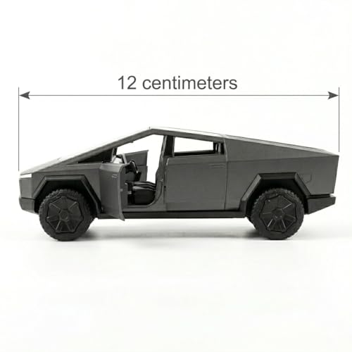 Image of Tesla Cybertruck Pickup 1:36 Scale Die-Cast Metal Car Model - Openable Doors Pull-Back Alloy Electric Truck Collectible Toy Car
