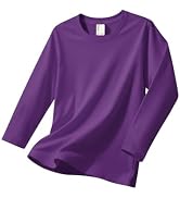 PATPAT Girls Long Sleeve Shirts Crewneck Cotton Solid Tops Casual Basic Tees for Girl 5-16 Years