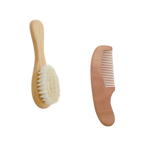 Abaodam ベビーボディブラシ ヘアケアコーム 天然ウール毛やわらかブラシ 頭皮マッサージ用 用お風呂洗浄用品 新生児の髪洗いに適した木製