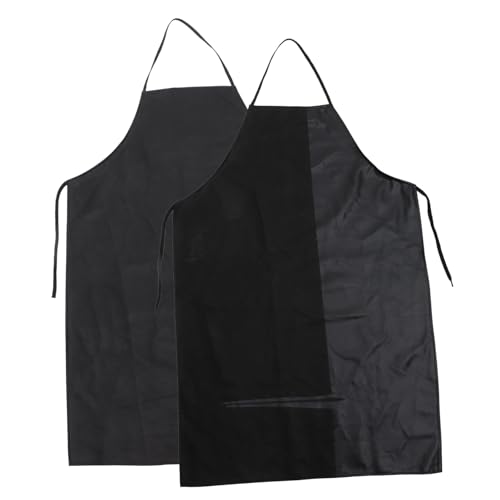 Ciieeo Delantal de Cuero PU Negro 2 Piezas